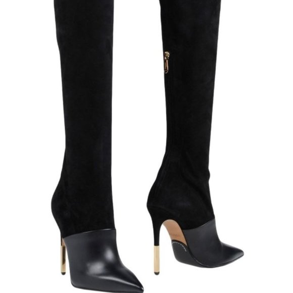 Balmain Shoes - Balmain Over the Knee Leather Boots